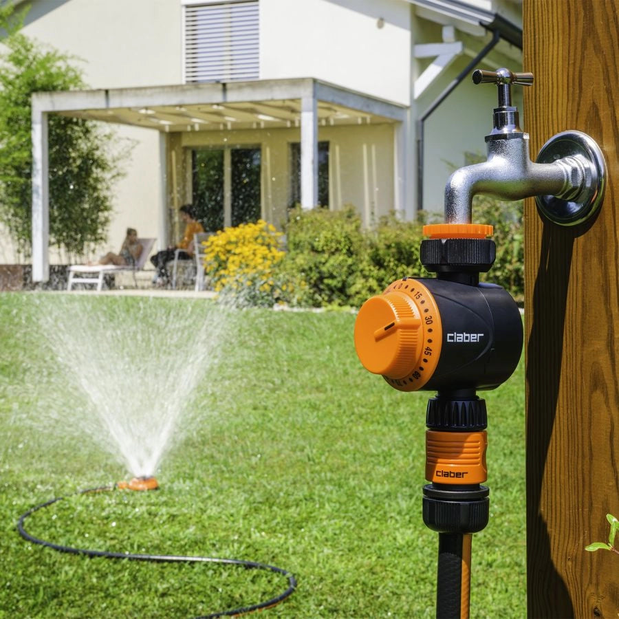 TIMER MECCANICO PER IRRIGAZIONE GIARDINO CLABER A RUBINETTO SENZA BATTERIE