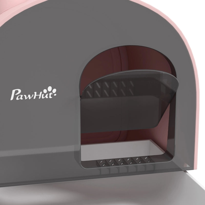 Fioriera chiusa per gatti con paletta, tappetino cattura lettiera, plastica, rosa