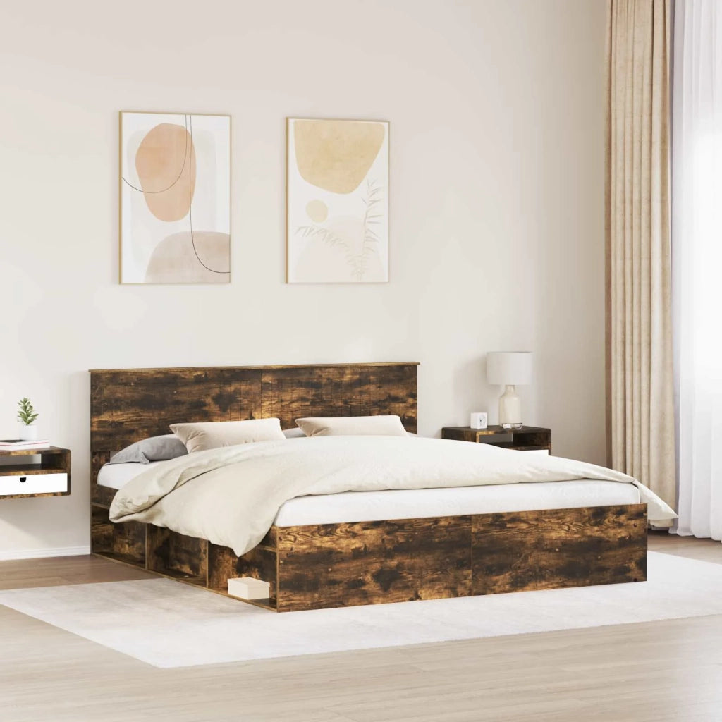 Struttura del letto Rovere fumé 180 x 200 cm Pino massello