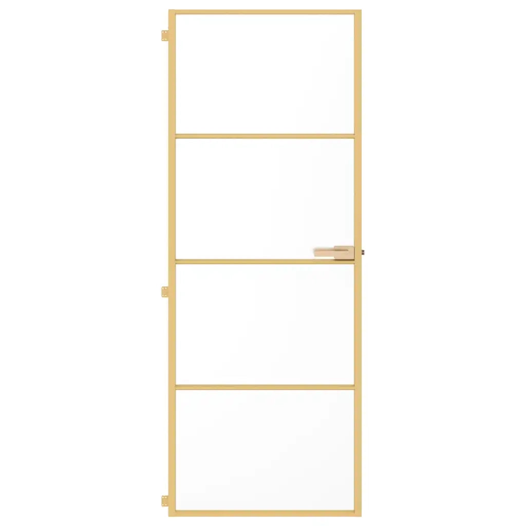 Porta Interni Sottile Oro 76x201,5cm Vetro Temperato Alluminiocod mxl 83813