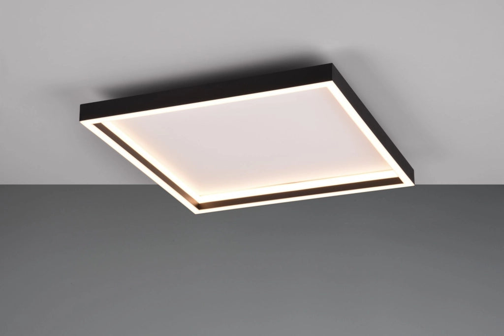 ROTONDA PLAFONIERA LED 20W 2600lm, 3000K QUADRATA BORDO METALLO NERO 35CM X 35CM