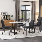Set di 4 sedie da pranzo imbottite in velluto grigio con gambe in metallo
