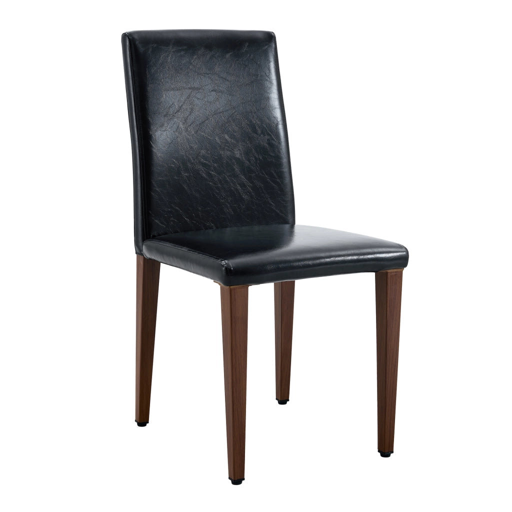 Set 4 Sedie da Pranzo ¨C MINIMAL ¨C Similpelle Nera, Gambe in Metallo Effetto Noce