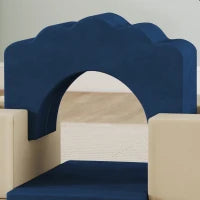 Set 7 Blocchi di Costruzioni Morbide per Bambini Fino a 3 Anni, Rivestimento in Velluto, Blu