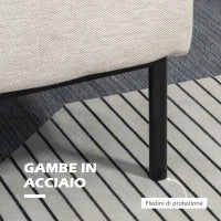 Poltrona Moderna d'Arredo con Cuscino Extra, in Tessuto Effetto Lino e Acciaio, 73x81x82 cm, Bianco Crema