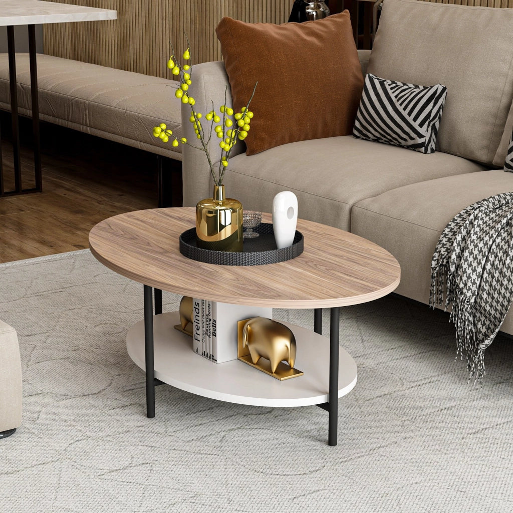 Tavolino da caffè in legno "Elis" - 90 x 60 x 36 cm - Rovere bianco