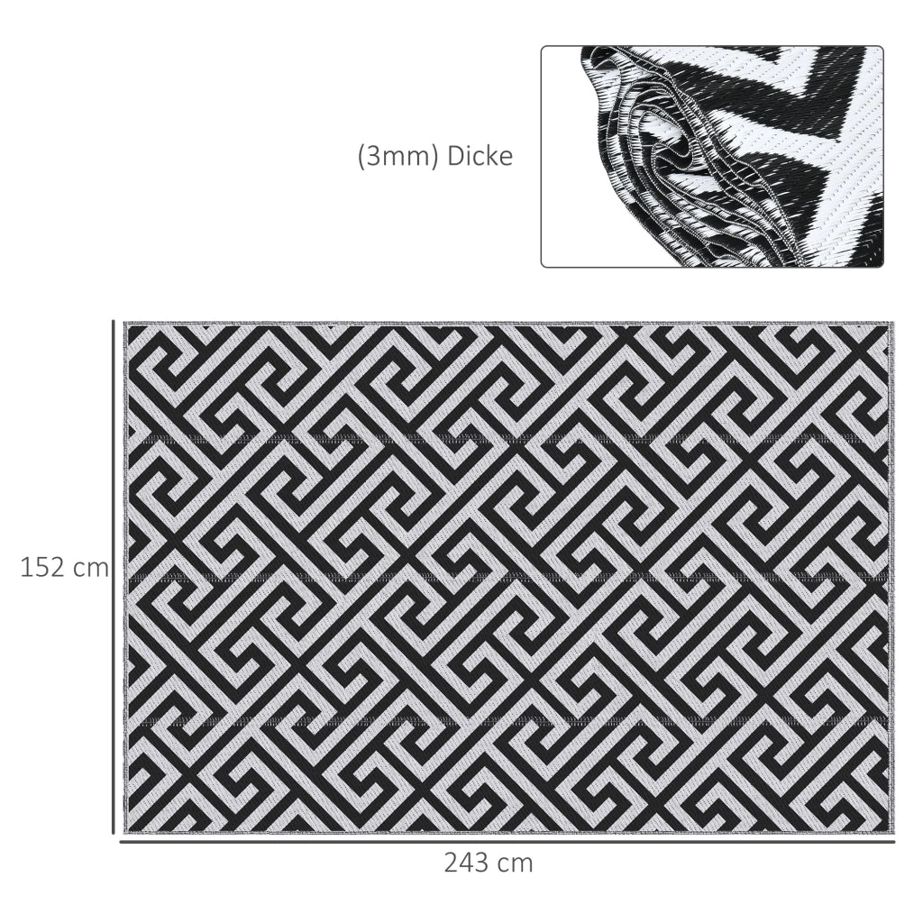 Tappeto da esterno reversibile ¨C zephmum ¨C nero e bianco 152x243 cm