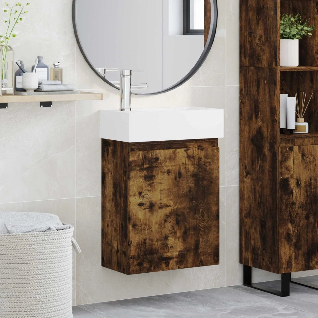 Mobile bagno con rubinetto Rovere Fumo 45,5 x 25,5 x 84 cm 889486