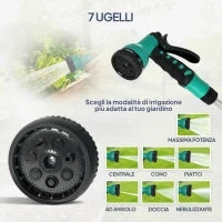 Avvolgitubo Automatico a Parete e Portatile Lunghezza 25+2 m, Sistema di Blocco e 7 Getti, Grigio