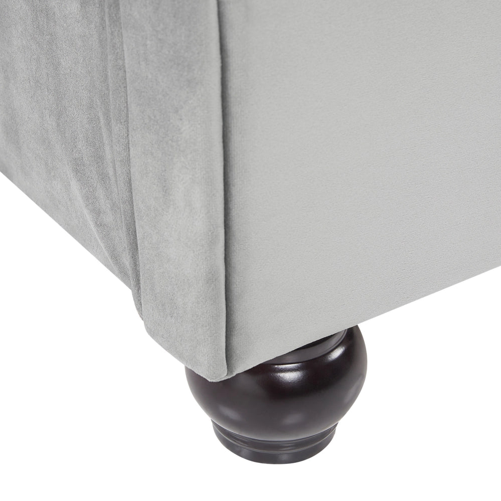 Letto matrimoniale Imbottito in Velluto di colore Grigio Chiaro con Rete a Doghe 180 x 200 cm
