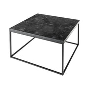 Tavolino basso ABITTA quadrato 60 cm effetto marmo antracite – Moderno in MDF con gambe in metallo