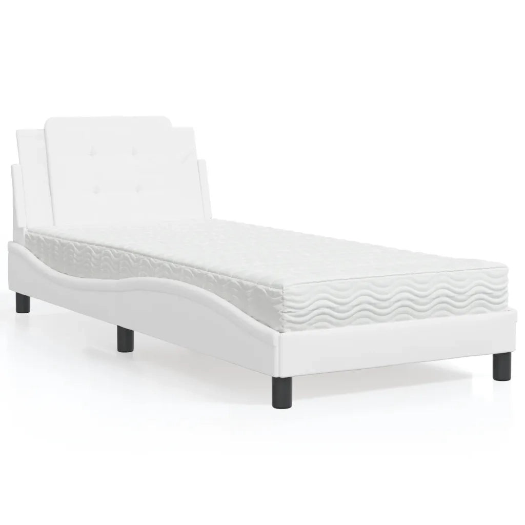 vidaXL Letto con Materasso Bianco 90x190 cm in Similpelle