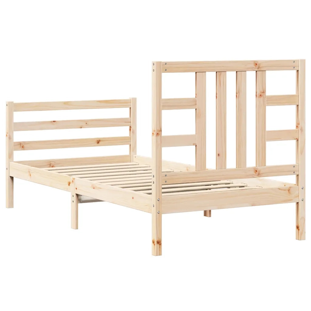 Giroletto con Testiera Single-Struttura Letto in Legno Massello 598271