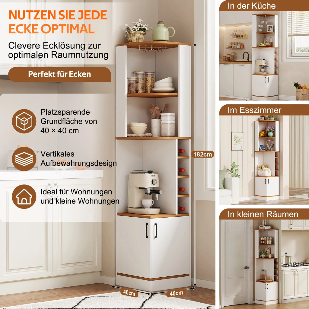MOBILE ANGOLO PORTA VINO 40 x 40 x 182 cm MDF Bianco