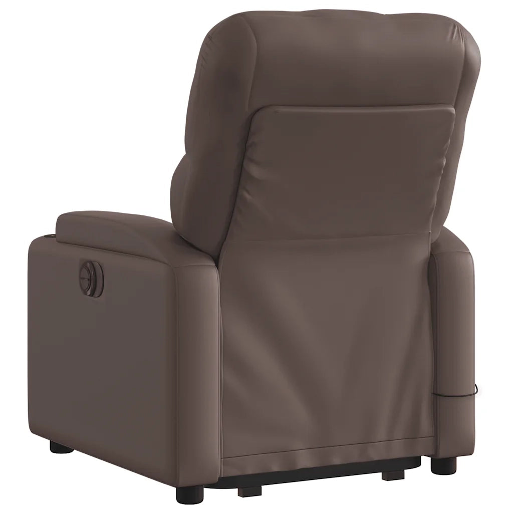 Poltrona Alzapersona Elettrica Reclinabile Marrone Similpelle