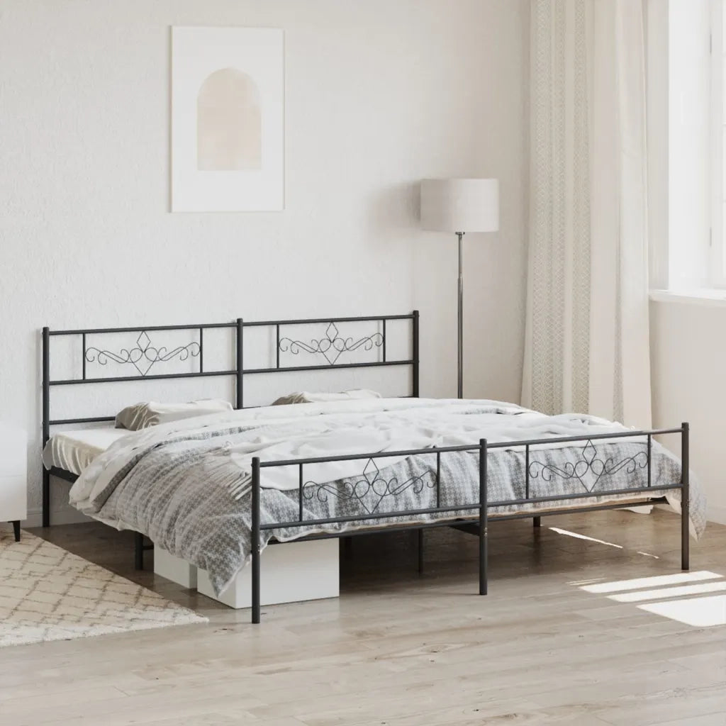 Giroletto con Testiera e Pediera Metallo Nero 180x200 cmcod mxl 81977