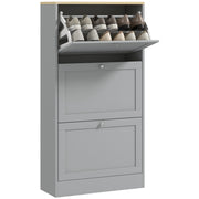 Scarpiera con 3 cassetti e ripiani regolabili ¨C zephmum ¨C grigio 60x23.5x115 cm