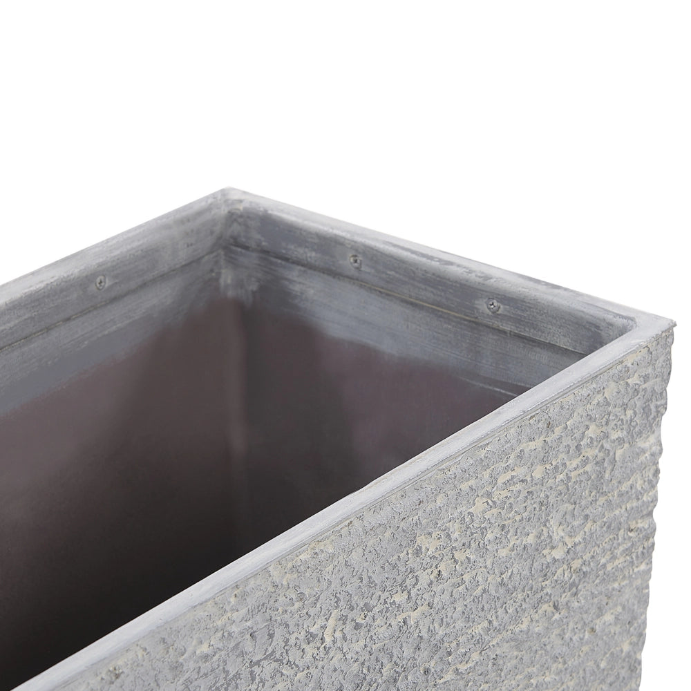 Vaso per piante in pietra grigia 45 x 60 x 25 cm Fioriera rettangolare per interni ed esterni