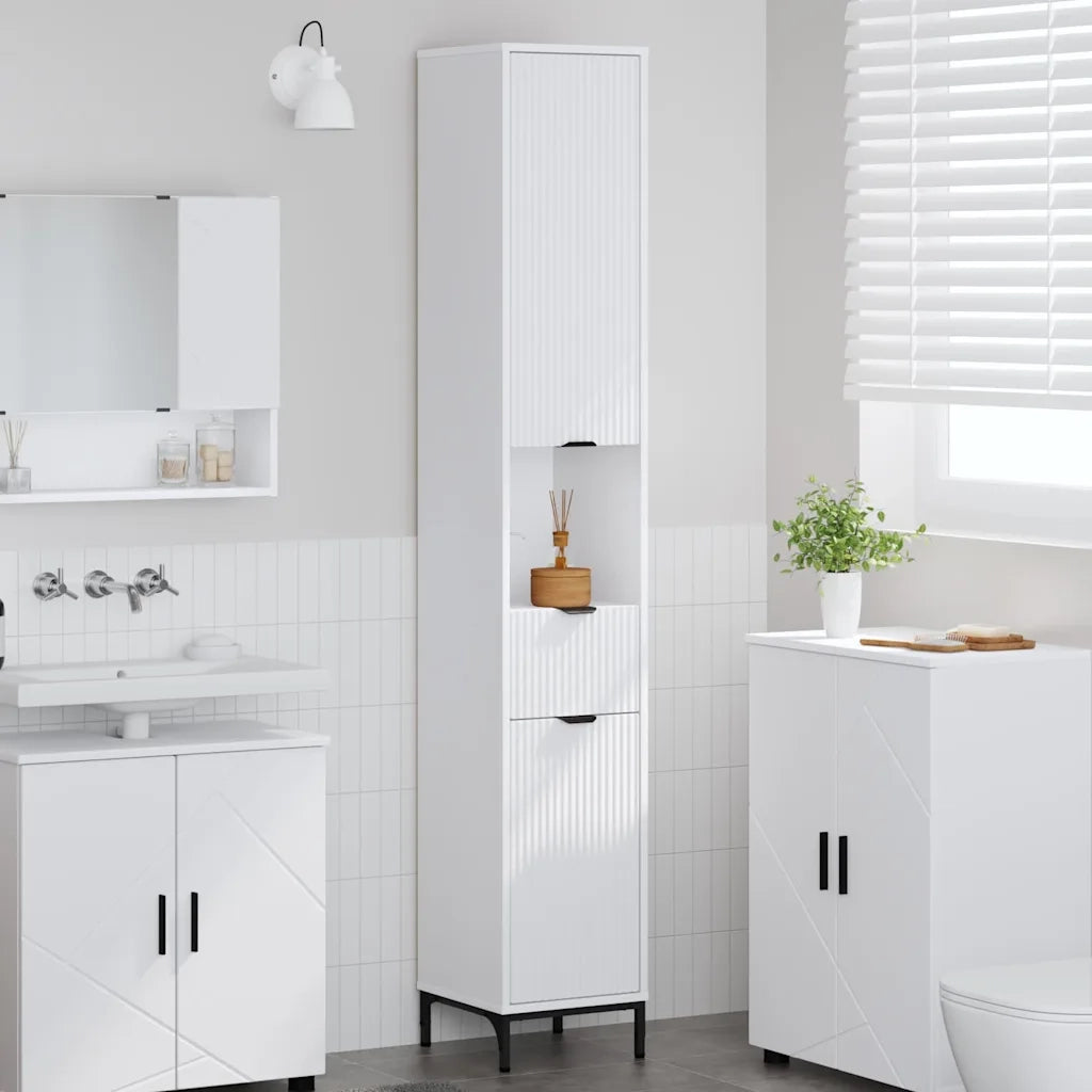 Mobile da Bagno con cassetto Bianco 31,5 x 33 x 190 cm