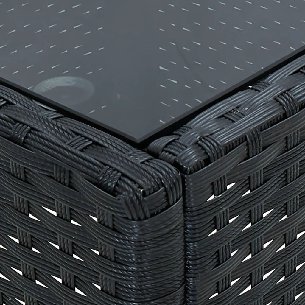 Tavolo da Giardino Nero 75x40x37 cm in Polyrattan 45904