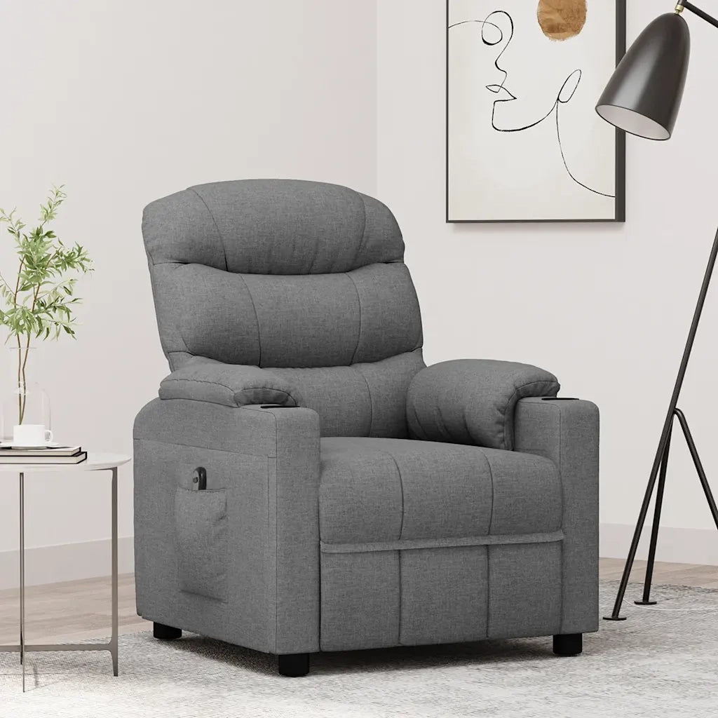Poltrona Elettrica Reclinabile Grigio Chiaro in Tessuto 3143491