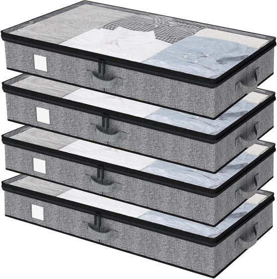 Contenitori di Stoccaggio per Sotto il Letto - 4 Pack Contenitori di Organizzazione per Abiti con Pareti e Fondino Resistenti