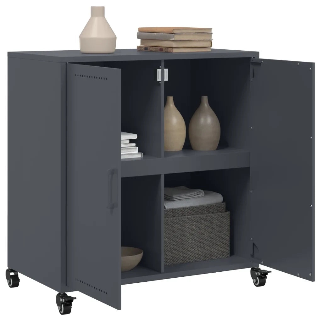 Credenza | Madia | Buffet da pranzo | Armadio da pranzo Antracite 68x39x72 cm in Acciaio