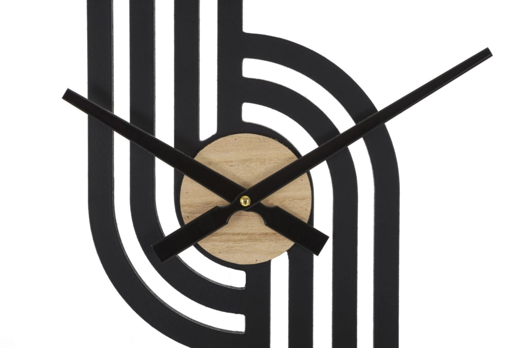 Orologio da Muro Clips 60x2,5x60 cm in Ferro e MDF Nero e Marrone