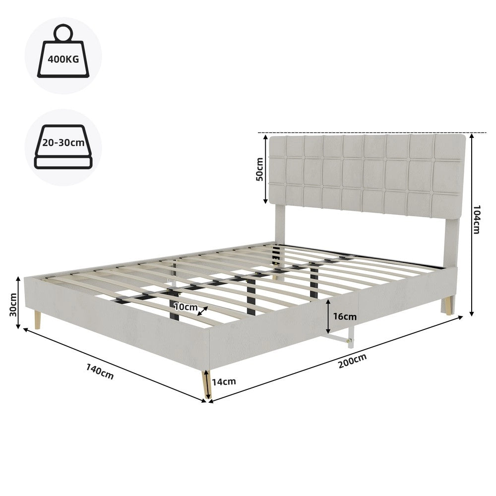 Letto Matrimoniale Imbottito ¨C MINIMAL ¨C Tessuto Beige 140x200
