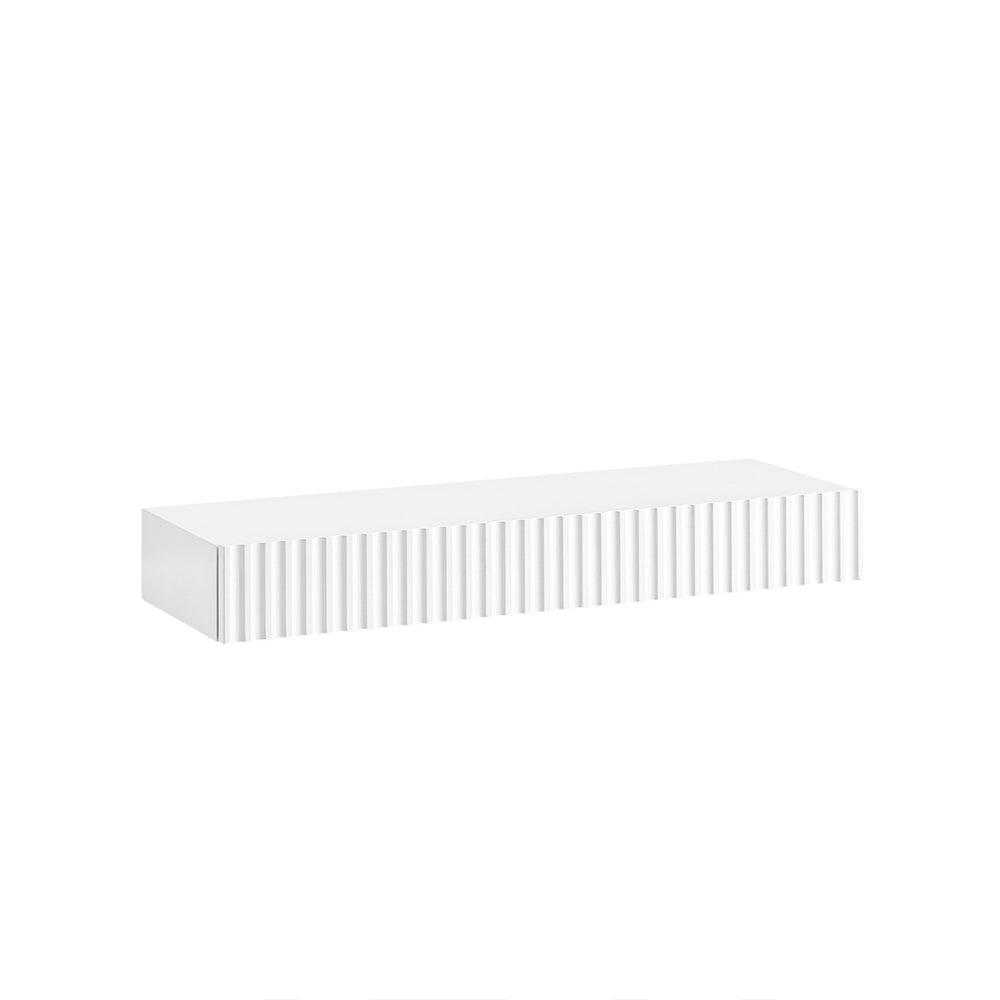SoBuy FHK38-W Mensola da Parete Galleggiante con Cassetto & Illuminazione LED con Sensore di Movimento, per Camera da Letto, Ingresso & Soggiorno, a Batterie, L60 × P20 × H8 cm, Bianco