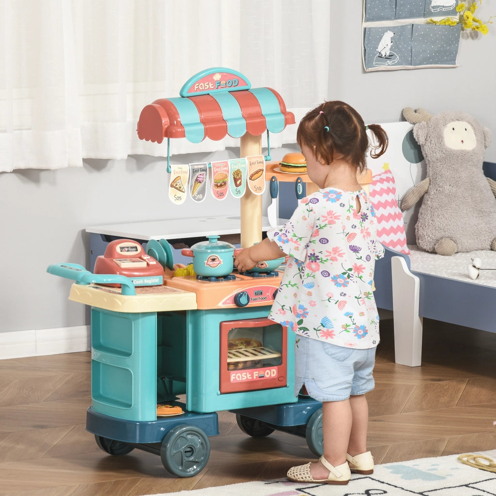 Cucina Giocattolo Bambini con Cassa Registratrice ¨C zephmum ¨C 79.5x33x90.5 cm Multicolore