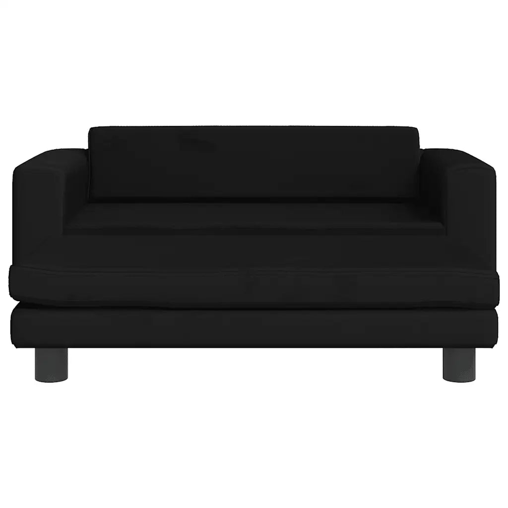 Divano per Bambini con Poggiapiedi-Sofa-Divanetto Nero 100x50x30 cm in Velluto
