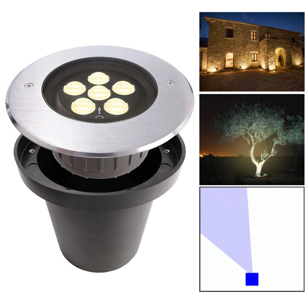 Faretto calpestabile asimmetrico LED 14W segnapassi CARRABILE 24V incasso esterno IP67 luci facciate giardino foro 15cm
