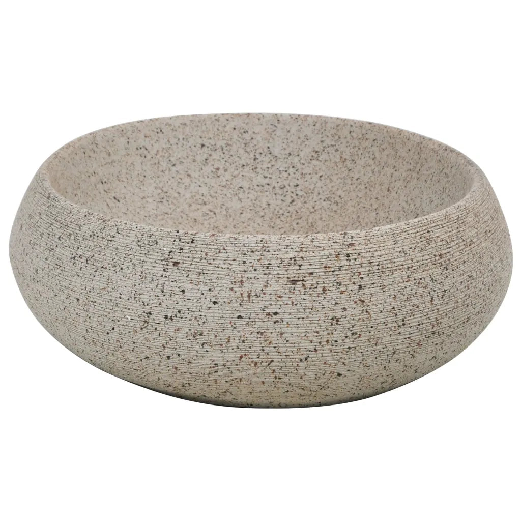 Lavabo da Appoggio-Lavandino-Lavello Sabbia Ovale 59x40x15 cm Ceramica