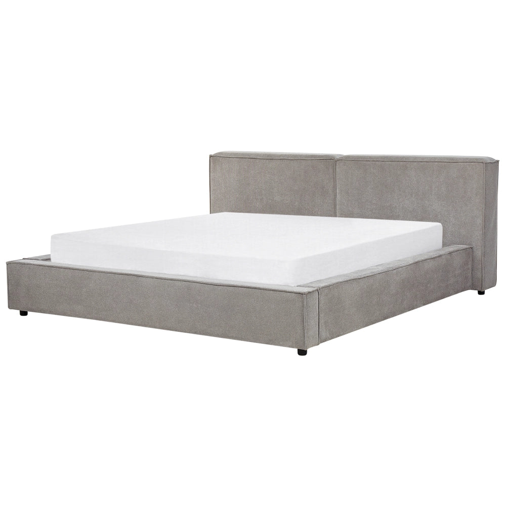 Letto matrimoniale in tessuto grigio con struttura a doghe 180 x 200 cm stile classico camera da letto