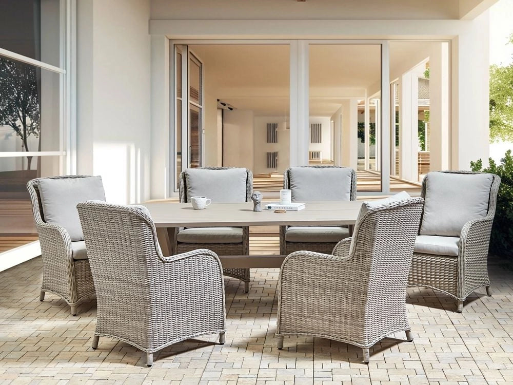 Set di 6 copricuscini da esterno per sedie da giardino beige da giardino cuscini per schienale e sedute