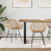 Sedia da pranzo 2 pcs Naturale 55 x 50 x 74 cm Rattan e Ferro