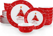 Set da Natale - 24 pezzi di set da tavola da pranzo - Decorazione da tavola - Tavola da Natale - Set da tavola per 8 persone - Tema - Natale