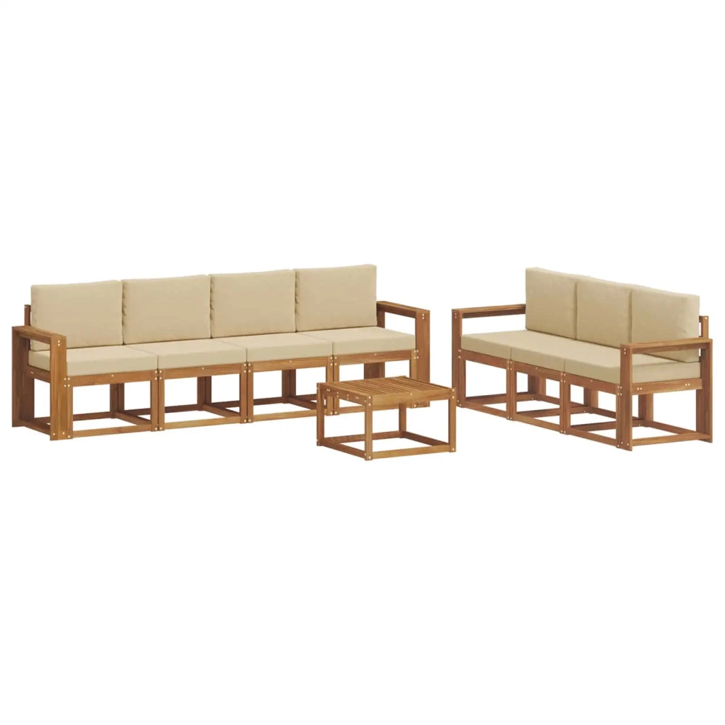 Set di divani da esterno con cuscino 8 pcs Naturale e Beige 3366121