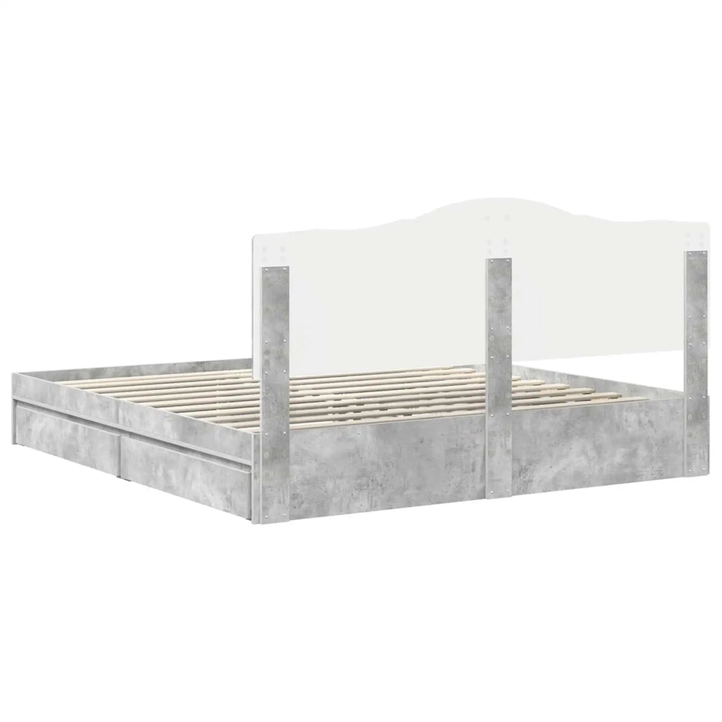 Letto con Contenitore con testiera Grigio cemento 200 x 200 cm 3413474