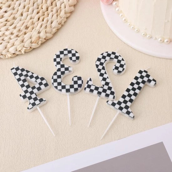 Decorazione per Festa - Taarttopper - Tema Auto da Corsa - Numero 3 - Nero e Bianco - Decorazione per Bambini