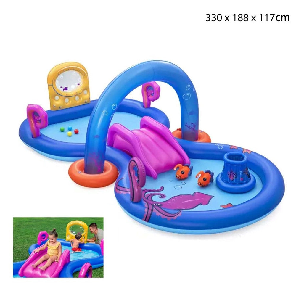 Trade Shop - Play Center Gonfiabile Sea Odyssey Piscina Scivolo Per Bambini 330x188x117cm 53167 -