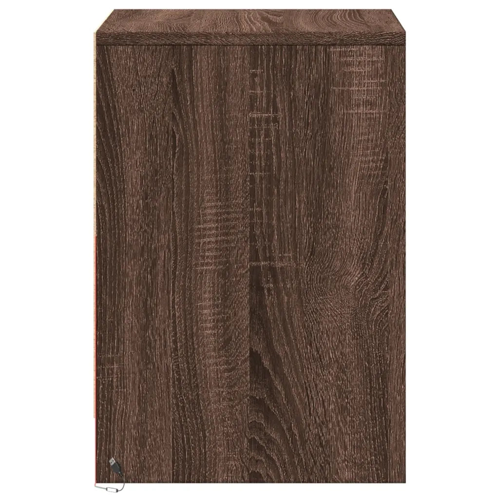 vidaXL Comodino con Luci LED Rovere Marrone in Legno Multistrato