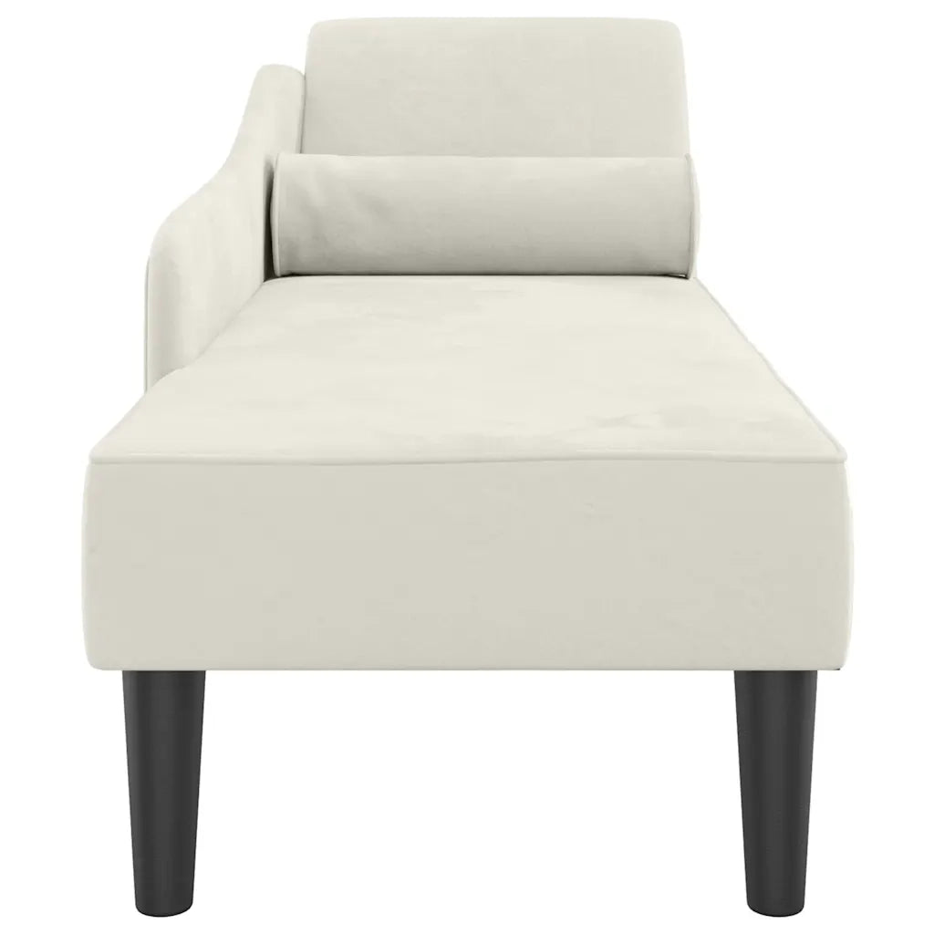 Chaise Longue con Cuscini Crema in Velluto