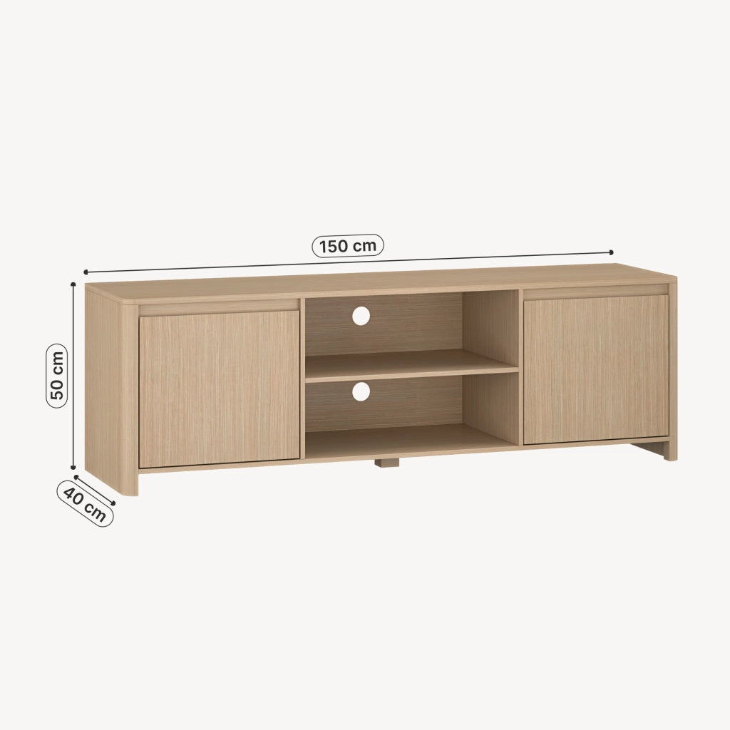 Mobile Porta TV Takranmaa a 2 Ante e Vani Aperti 150x40x50 cm - Effetto Rovere [en.casa]