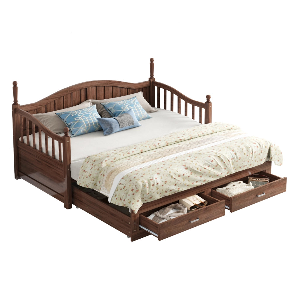 Divano letto estraibile 90/180 x 190 cm in legno noce