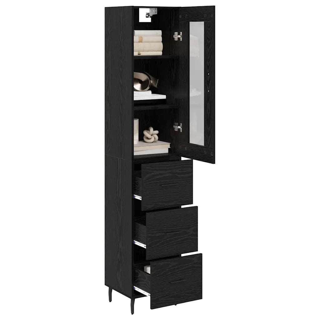 Credenza-Buffet-Armadio da cucina Rovere Nero 34,5 x 34 x 180 cm Legno multistrato 338859