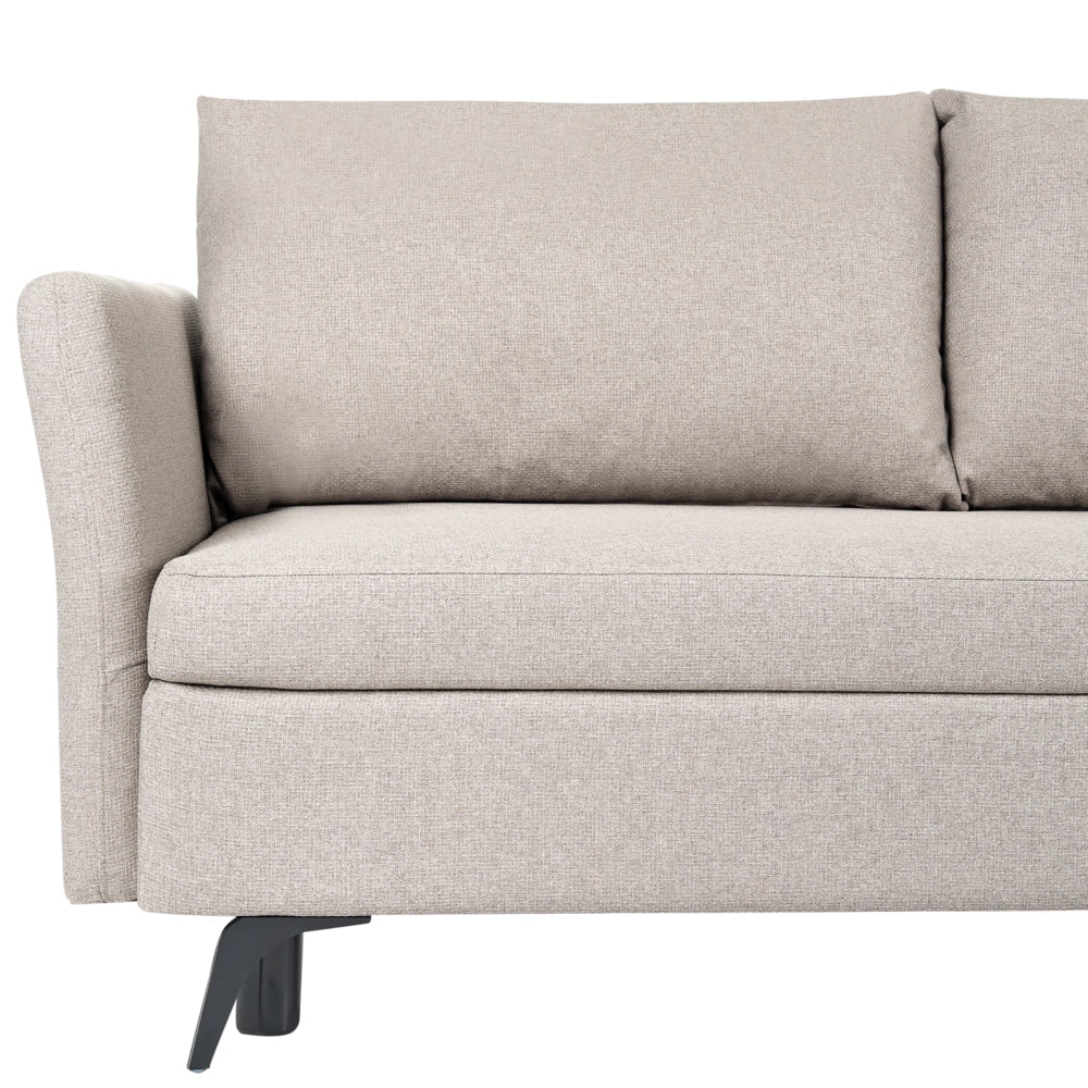 Divano Letto Angolare a 3 Posti Sinistro in Tessuto Beige con Contenitore per Soggiorno Koge