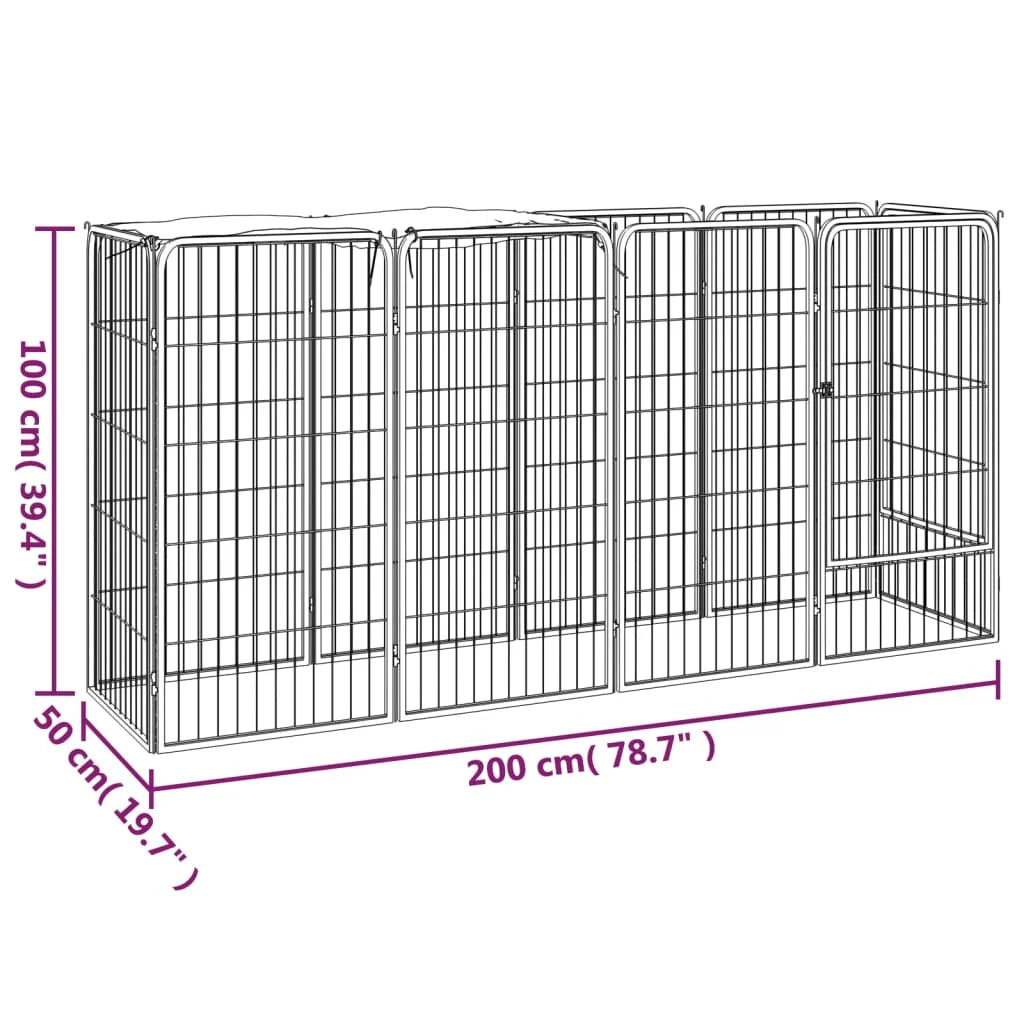 Recinto per cani con 10 pannelli 50 x 100 cm acciaio verniciato a polvere nero 02_0043601