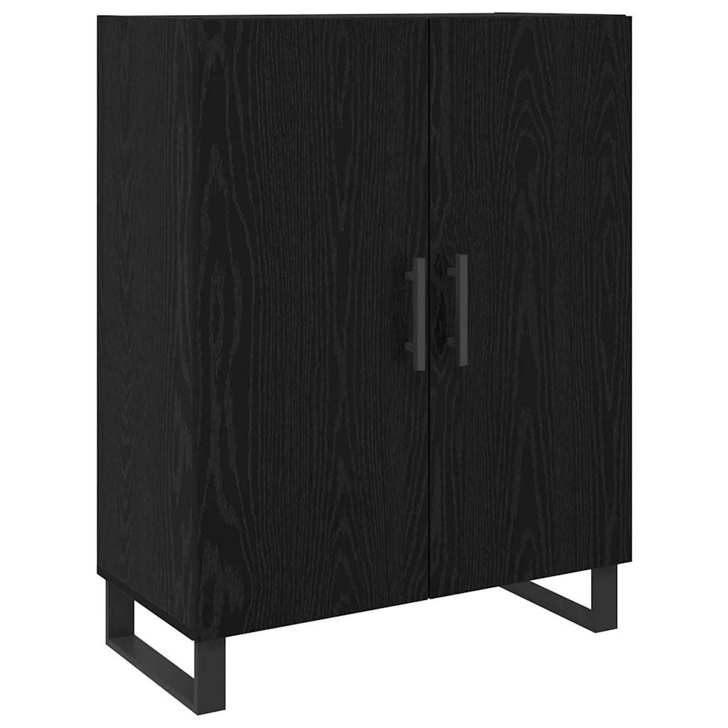 Credenza 2 pcs Rovere nero Legno multistrato